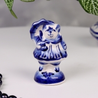 Сувенир гжель &laquo;Мышь с зонтом&raquo;, бело-синий,керамика,