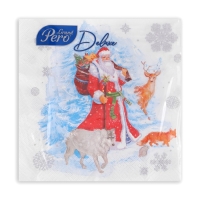 Новогодние салфетки бумажные GrandPero Deluxe &laquo;На опушке&raquo;, 3 слоя, 33х33 см, 20 шт