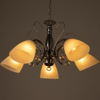 Люстра "Цинния" 5х40Вт Е27 хром 59х59х92(52)см Люстра "Цинния" 5х40Вт Е27 хром 59х59х92(52)см