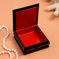 Шкатулка &laquo;Полевые цветы в корзине&raquo;, черная, 10х10 см, лаковая миниатюра