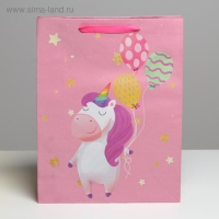 Пакет подарочный крафтовый вертикальный, упаковка, «Единорожек», L 31 х 40 х 11,5 см Пакет подарочный крафтовый вертикальный, упаковка, «Единорожек», L 31 х 40 х 11,5 см