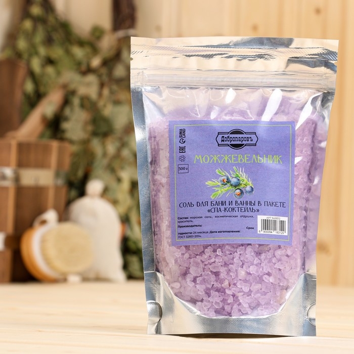 Соль для бани и ванны Соль для бани и ванны "Можжевельник" 500 гр Добропаровъ