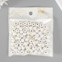 Бусины для творчества дерево "Белый" d-0,8 см, набор 20 гр