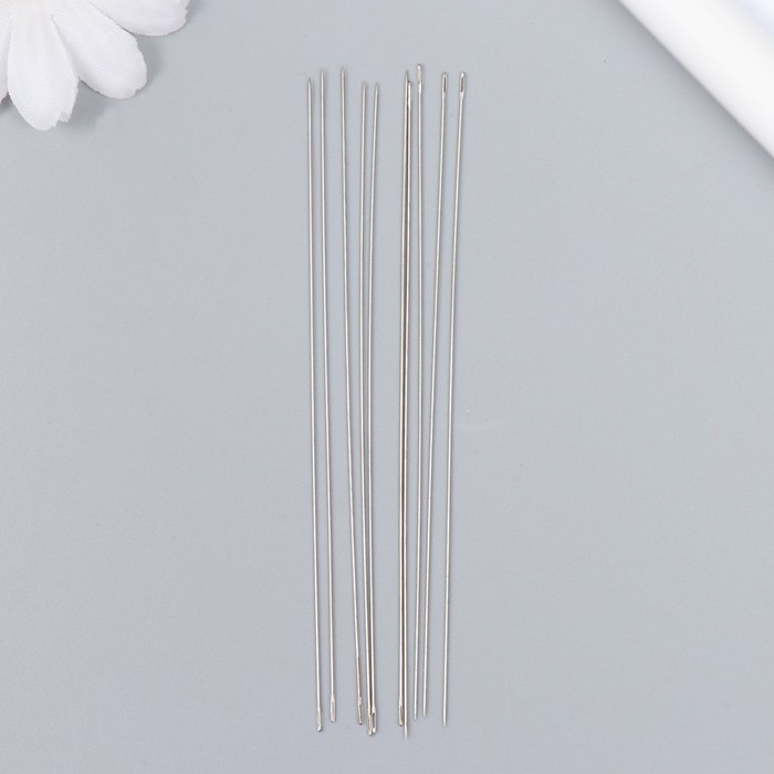 Иглы металл для бисера в стеклянной колбе тонкие набор 10 шт &Oslash; 0,45х100 мм 1,5х1,5х14 см