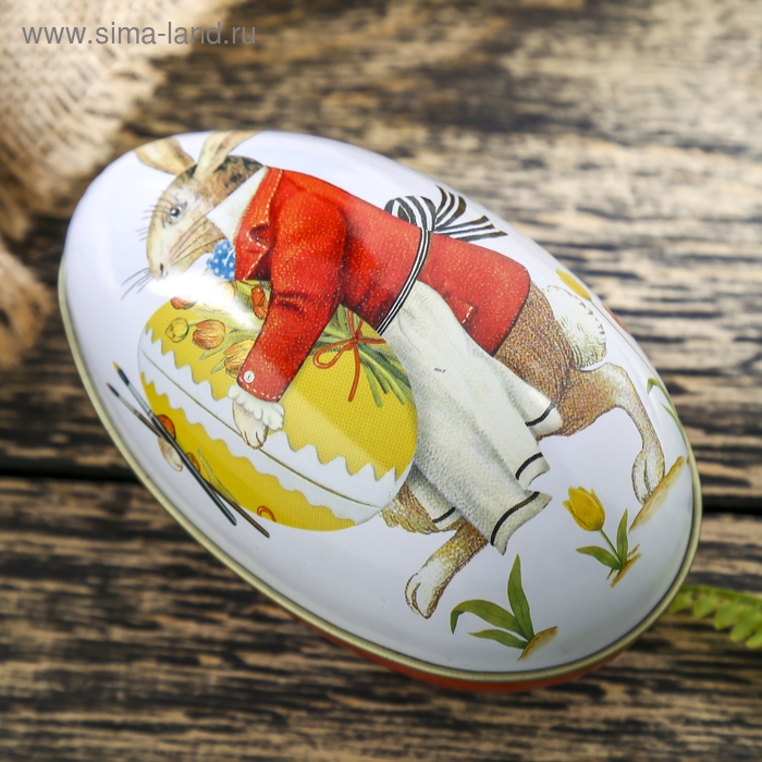 Шкатулка металл яйцо Шкатулка металл яйцо "Кролик с яйцом" 11,3х6,7х6 см