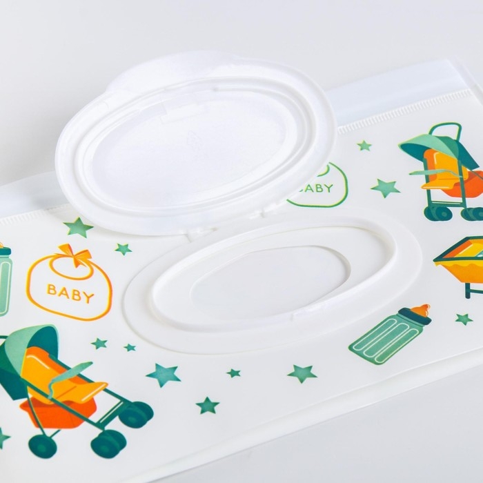 Контейнер для салфеток с петелькой «Коляски», цвет МИКС Контейнер для салфеток с петелькой «Коляски», цвет МИКС