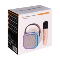 Мини караоке-система K12, 5 Вт, 2 микрофона, 800/400мАч, Jack 3.5, Type-С, USB, RGB,бежевая Мини караоке-система K12, 5 Вт, 2 микрофона, 800/400мАч, Jack 3.5, Type-С, USB, RGB,бежевая