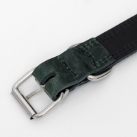 Ошейник кожанный двухслойный 3 см, ОШ 35-47 см, изумрудный Ошейник кожанный двухслойный 3 см, ОШ 35-47 см, изумрудный