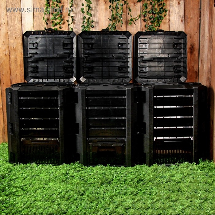 Компостер пластиковый Module, 1200 л, с крышкой, 198 × 72 × 82,6 см, чёрный Компостер пластиковый Module, 1200 л, с крышкой, 198 × 72 × 82,6 см, чёрный