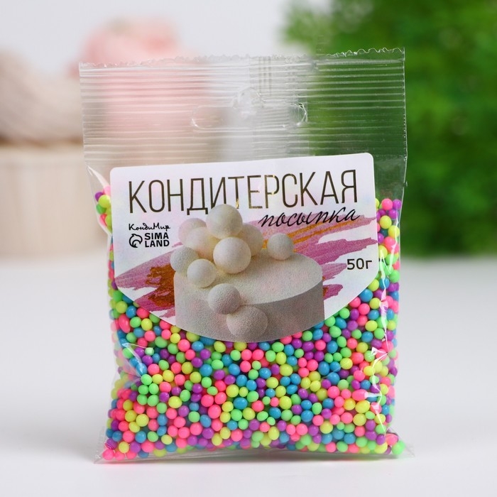 Посыпка кондитерская с эффектом неона в цветной глазури Посыпка кондитерская с эффектом неона в цветной глазури "Синий, лайм, лимонный, розовый, ультрафиолет", 50 г