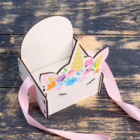 Кашпо деревянное 11&times;9.5&times;14.5 см уникальное "Конверт Единорог", ручка лента, с печатью