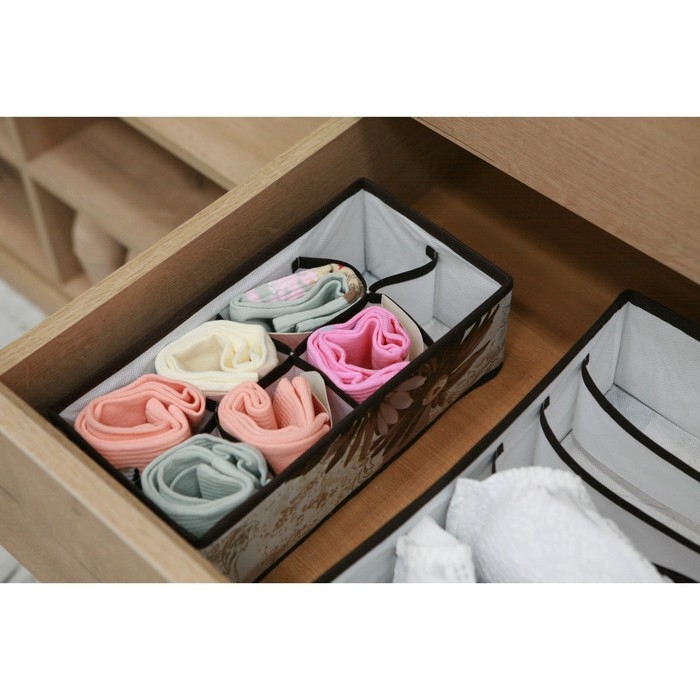 Органайзер для хранения белья Доляна &laquo;Божьи коровки&raquo;, 24 ячейки, 30&times;33&times;10 см, цвет зелёный