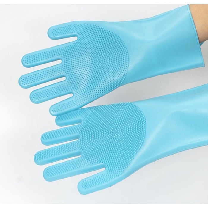 Перчатки хозяйственные Доляна, 28&times;14 см, силиконовые, цвет бирюзовый