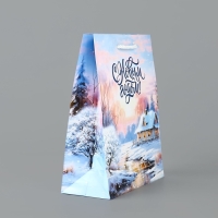 Пакет подарочный новогодний ламинированный &laquo;Зимняя деревня&raquo;, MS 18 х 23 х 8 см, Новый год