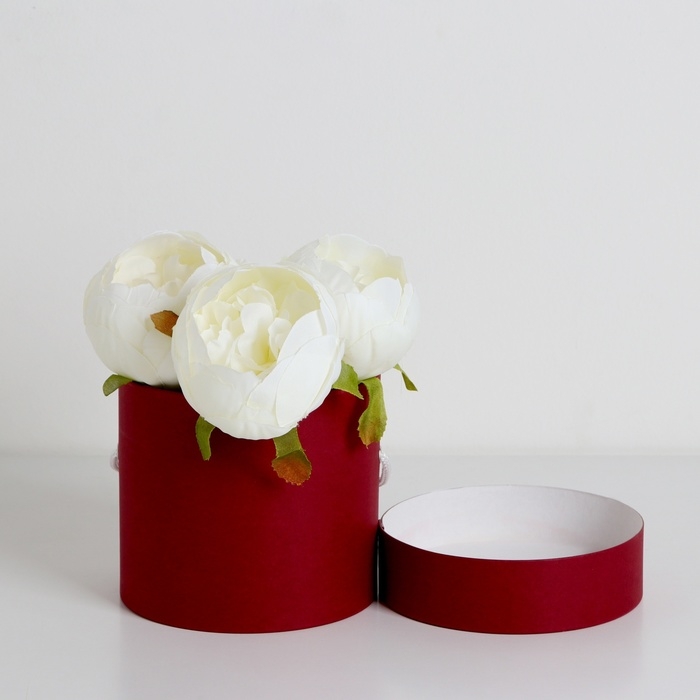 Подарочная коробка, круглая, бордовая,с шнурком, 12 х 12 см Подарочная коробка, круглая, бордовая,с шнурком, 12 х 12 см