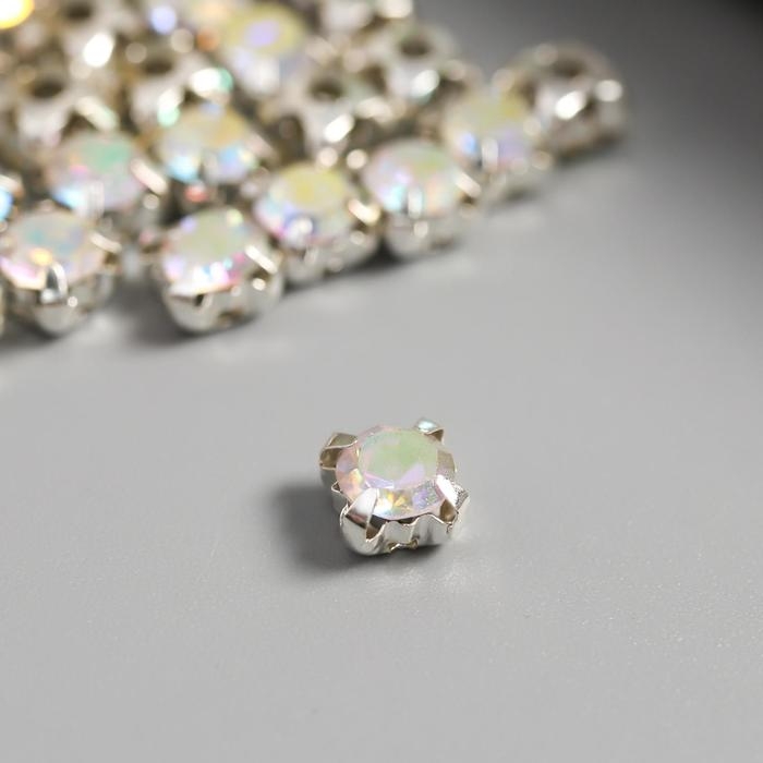 Хрустальные стразы в цапах Хрустальные стразы в цапах "Астра" 6 мм, 40 шт/упак, серебро/прозрачный