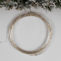 Гирлянда &laquo;Нить&raquo; 5 м роса, IP20, серебристая нить, 50 LED, мерцание всех светодиодов, батарейки AAх3 (нет в комплекте), свечение белое