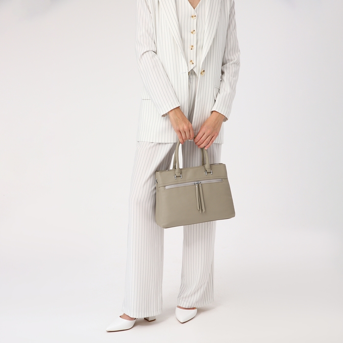 Сумка-тоут на молнии, 2 наружных кармана, цвет серый Сумка-тоут на молнии, 2 наружных кармана, цвет серый