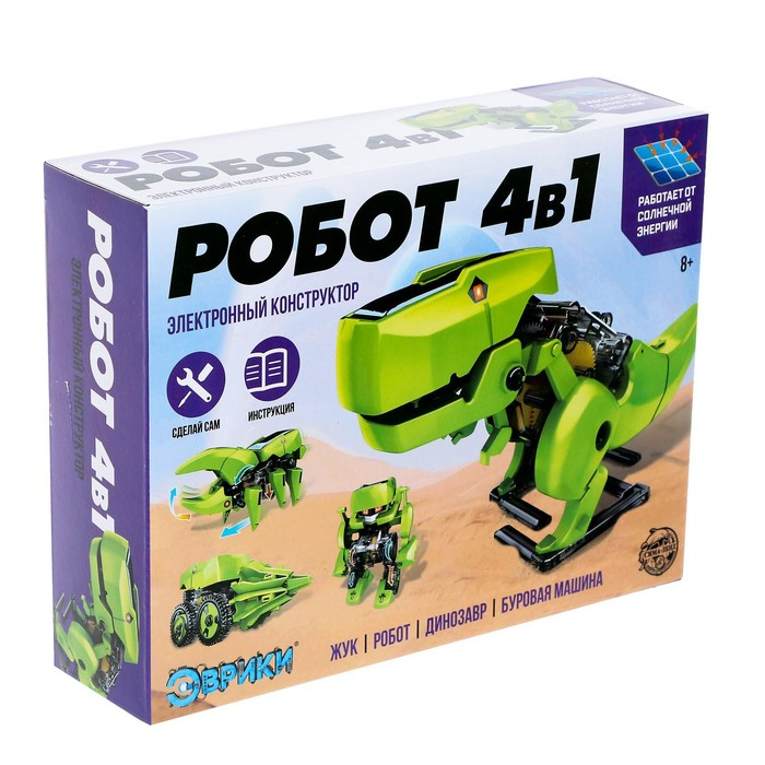Электронный конструктор Эврики, 4 вида: робот, жук, динозавр, буровая машина, на солнечной батарее Электронный конструктор Эврики, 4 вида: робот, жук, динозавр, буровая машина, на солнечной батарее