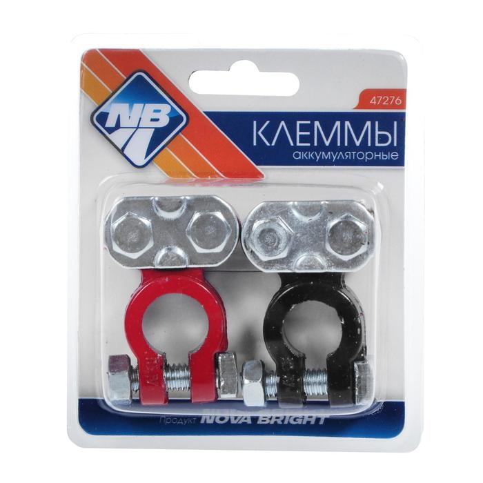 Клеммы АКБ Nova Bright, в блистере, чёрные/красные, набор 2 шт Клеммы АКБ Nova Bright, в блистере, чёрные/красные, набор 2 шт