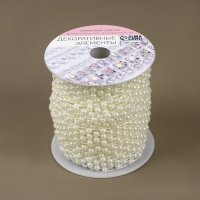 Жемчуг на нитях, плоский, 14 мм, 9 &plusmn; 1 м, цвет белый