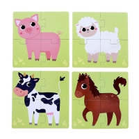 Пазлы 4 в 1 «Собери зверюшку: Кто живёт на ферме?», 4 пазла, 16 деталей Пазлы 4 в 1 «Собери зверюшку: Кто живёт на ферме?», 4 пазла, 16 деталей