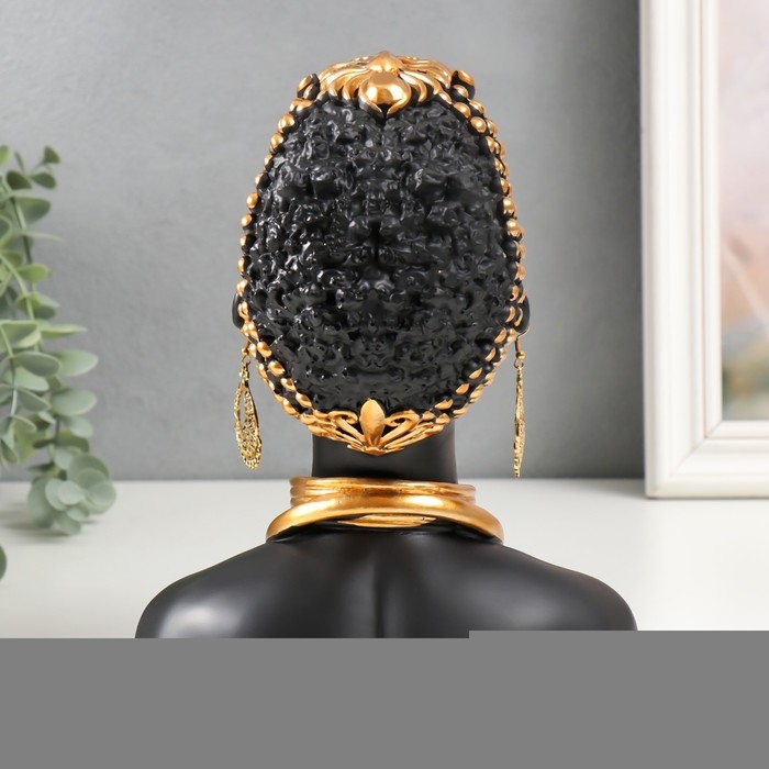 Сувенир полистоун бюст Сувенир полистоун бюст "Девушка из африканского племени" чёрный с золотом 23х10х18,5 см