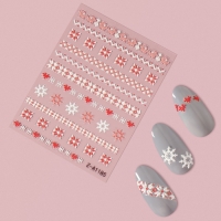 Новый год! Наклейки для ногтей «Зимние узоры», объёмные, цвет красный/белый Новый год! Наклейки для ногтей «Зимние узоры», объёмные, цвет красный/белый