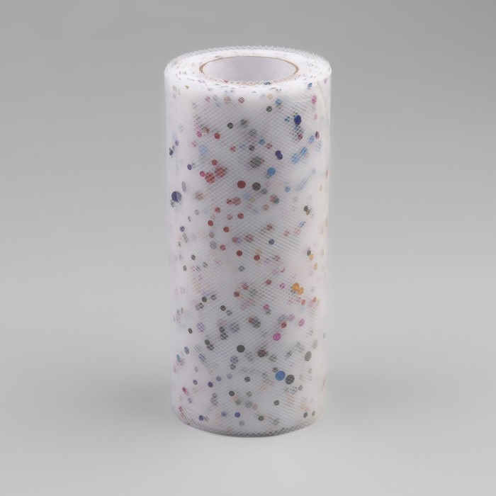 Фатин с разноцветными блёстками, 15 см, 11 &plusmn; 1 г/кв.м, 23 &plusmn; 1 м, цвет белый №1