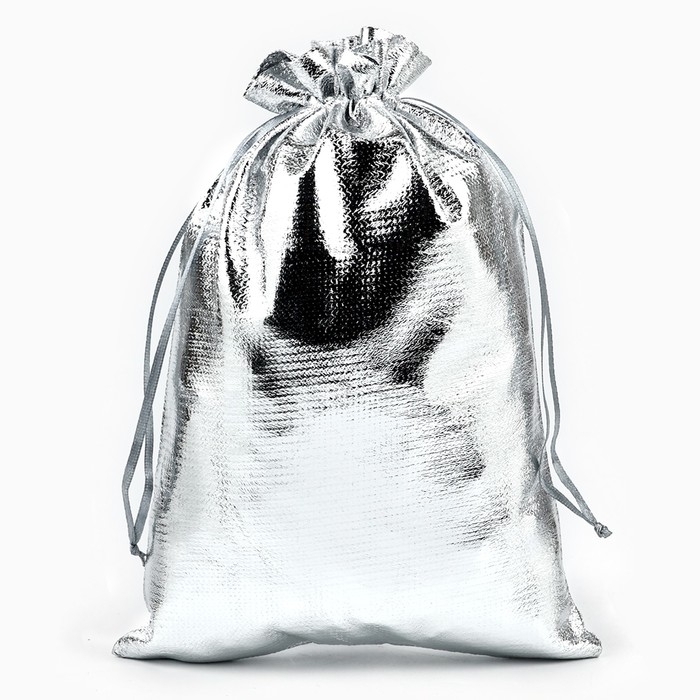 Мешочек подарочный парча &laquo;Новогодние игрушки&raquo;, серебро, 16 х 24 см , Новый год