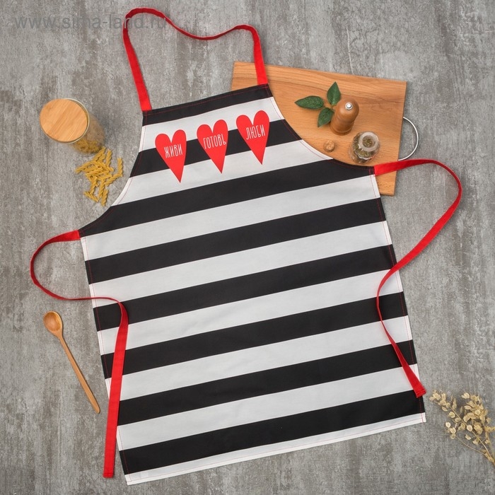 Фартук &laquo;Этель: Живи.Готовь:.Люби.&raquo; 70х60 см, 100% хлопок, саржа 190 гр/м&sup2;