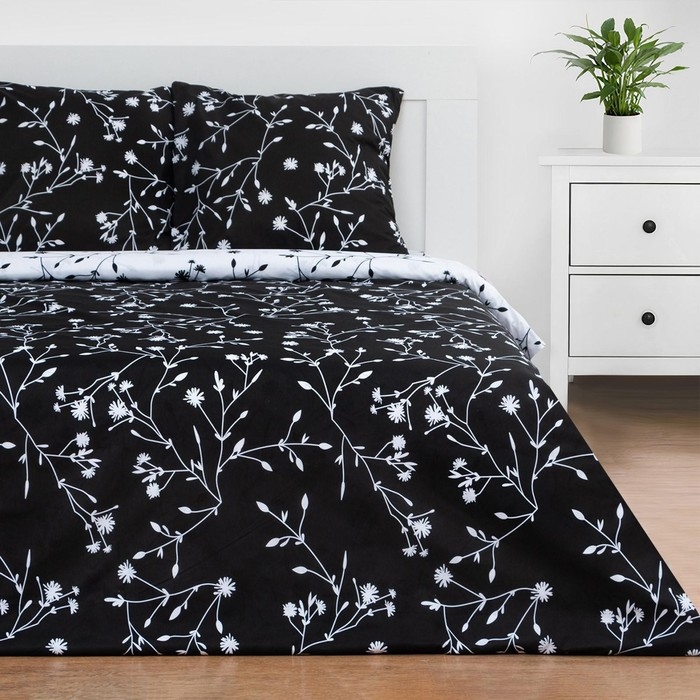 Постельное бельё Этель Дуэт Flowers (вид 3) 143х215 см - 2 шт, 220х240 см, 70х70 см -2 шт, поплин 125 г