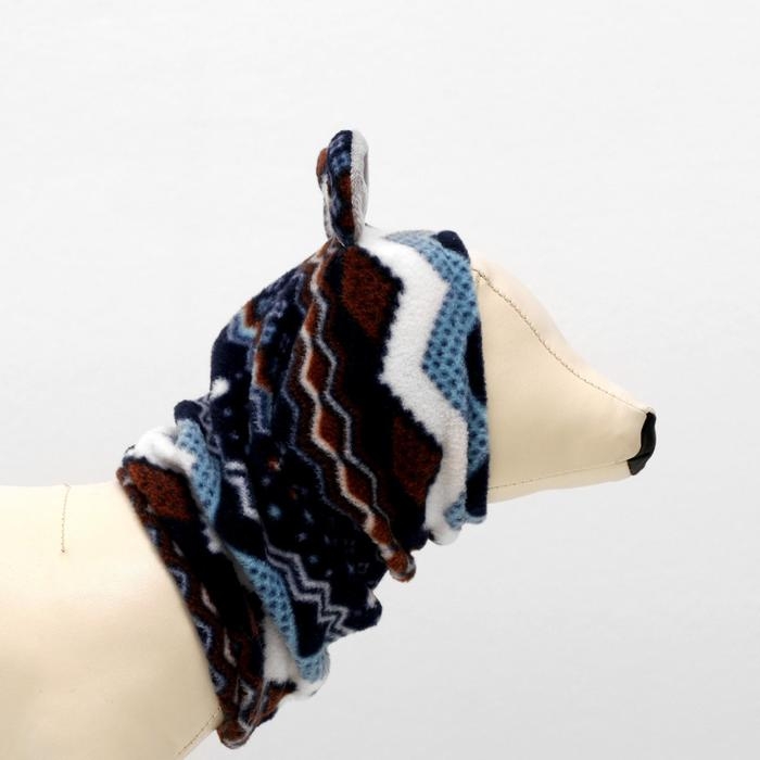 Шапка-капор зимняя для собак, M-L(ДС 24 см, ОМ 30 см), микс