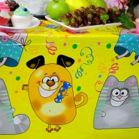 Скатерть одноразовая &laquo;С днём рождения&raquo;, животные, 180х137 см