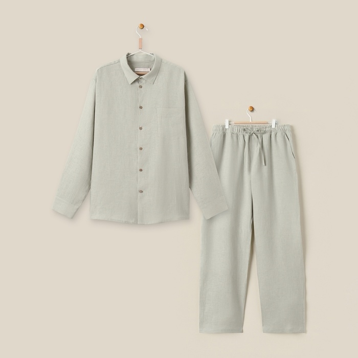 Костюм мужской домашний (рубашка с длинным рукавом и брюки) SL HOME р. S, светло-зеленый Костюм мужской домашний (рубашка с длинным рукавом и брюки) SL HOME р. S, светло-зеленый