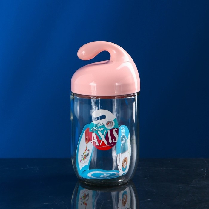 Банка для сыпучих продуктов &laquo;Аксис&raquo;, 500 мл, стеклянная, розовая крышка, Иран
