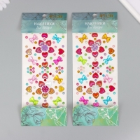 Наклейка пластик стразы "Розочки и бантики" МИКС 25х10 см