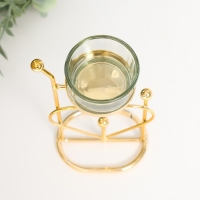 Подсвечник металл, стекло на 1 свечу "Сердце. Шарики" d-4,5 см золото 9х4,5х17 см Подсвечник металл, стекло на 1 свечу "Сердце. Шарики" d-4,5 см золото 9х4,5х17 см