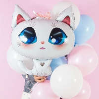 Шар фольгированный 32'' &laquo;Котёнок белый&raquo;, фигура, 1 шт.