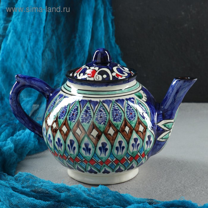 Чайник Риштанская Керамика "Узоры", 1000 мл, микс