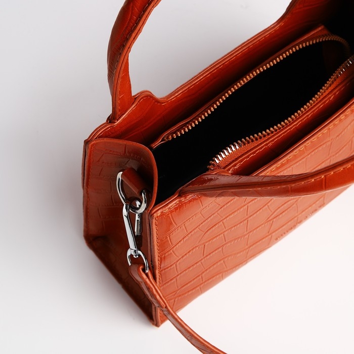 Сумка женская тоут на молнии, цвет рыжий