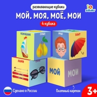 Развивающие кубики «Мой, моя, моё, мои», 4 элемента, 3+ Развивающие кубики «Мой, моя, моё, мои», 4 элемента, 3+