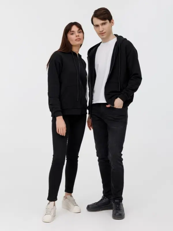 Толстовка унисекс оверсайз на молнии Zippy Terry, черная, размер M/L
