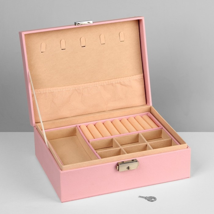 Подставка для украшений &laquo;Шкатулка&raquo; съёмная подставка,17&times;23&times;8,5 см, цвет розовый