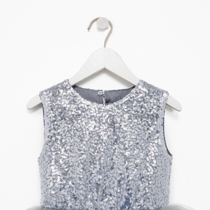 Платье для девочки с пайетками KAFTAN, размер 28 (86-92), цвет серый