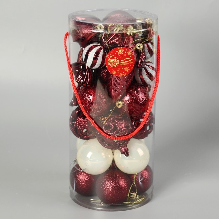 Набор украшений пластик 28 шт "Торжество" белый красный