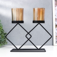 Подсвечник металл, стекло на 2 свечи "Флокс" d-5 см, чёрный 8,5х21х23 см Подсвечник металл, стекло на 2 свечи "Флокс" d-5 см, чёрный 8,5х21х23 см