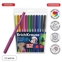 Фломастеры 12 цветов ErichKrause "Приключения Пети и Волка", в футляре с европодвесом Фломастеры 12 цветов ErichKrause "Приключения Пети и Волка", в футляре с европодвесом