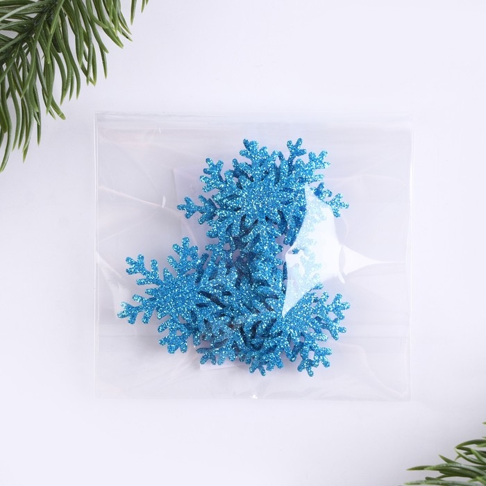 Новогодний набор для декора &laquo;Снежинки&raquo; 12 шт., цвет голубой