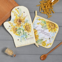 Набор кухонный &laquo;Красоты во всем&raquo; варежка-прихватка 20х28см, прихватка 19х19см,100% хлопок